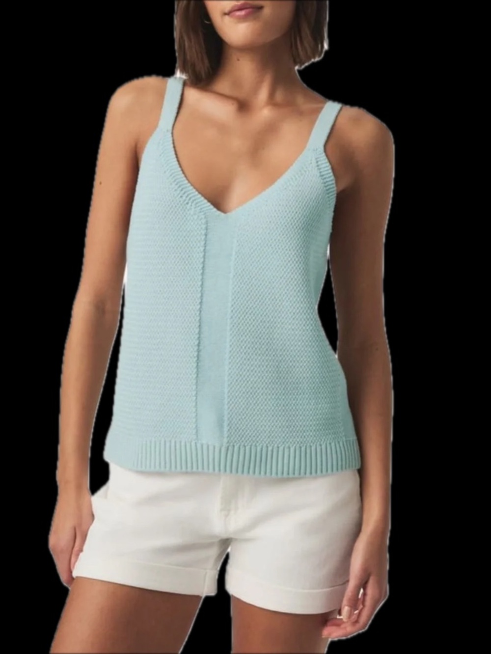 Splendid Pale Blue V-Neck Knit Tank Sz XS